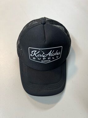 Kai Aloha Supply Hawaii Black Mesh Trucker Snapback Hat OS